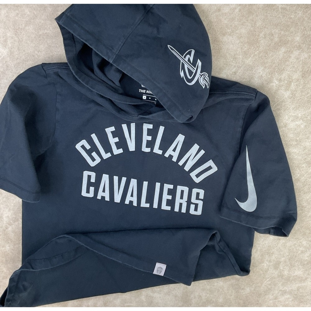 Nike Cleveland Cavaliers NBA Hoodie Black Basketball Short Sleeve Men‎ Sz M - Picture 8 of 9